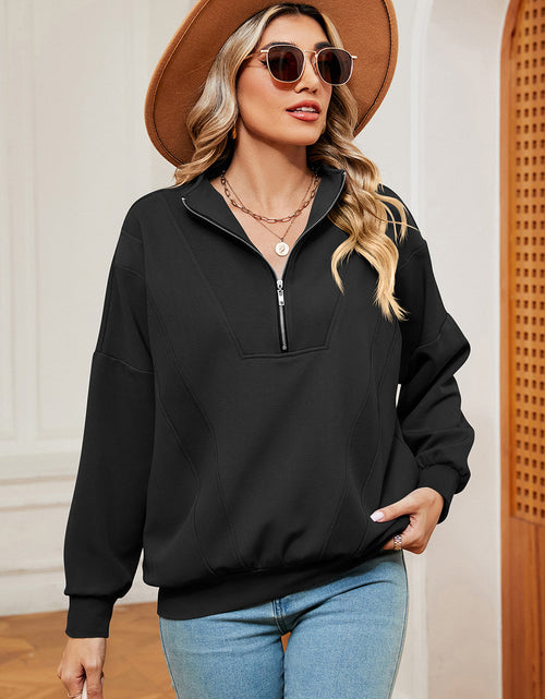 Load image into Gallery viewer, Half Zip Dropped Shoulder Sweatshirt
