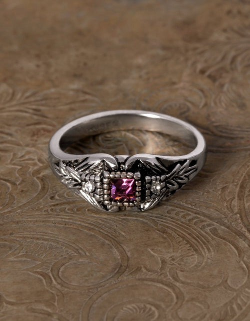 Load image into Gallery viewer, Vintage 1980's Ring Austrian Crystal 18k Antique YellwoWhite Gold Electroplated Made in the USA by PVD Vintage Jewelry
