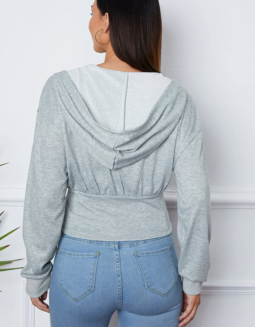 Load image into Gallery viewer, Shiny Ruched Half Zip Hooded Jacket
