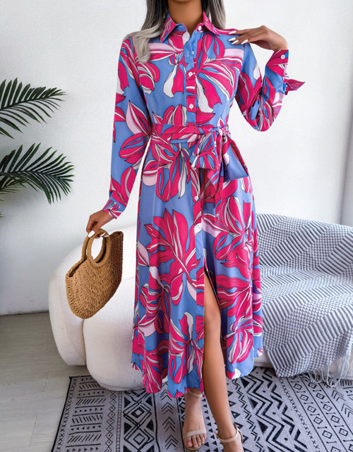 Load image into Gallery viewer, Tied Button Up Long Sleeve Dress by BlakWardrob
