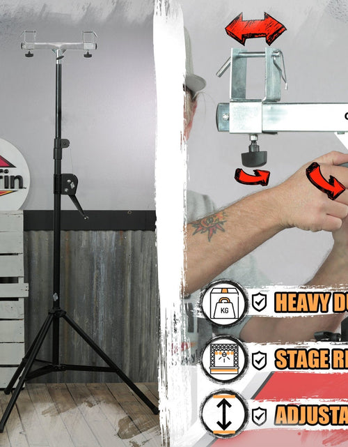 Load image into Gallery viewer, Light Trussing Stands by GRIFFIN - T Adapter DJ Booth Kit &amp; Truss System for Lighting Cans &amp; Speakers - Pro-Audio Stage Platform Hardware Mounting Kit by GeekStands.com
