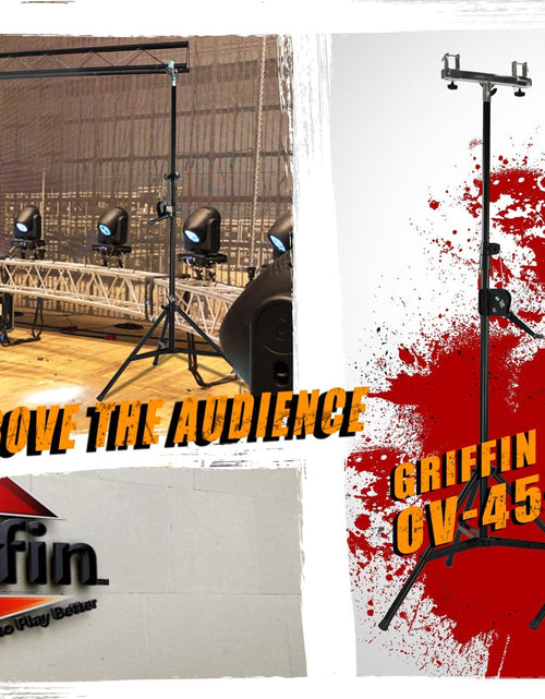 Load image into Gallery viewer, Light Trussing Stands by GRIFFIN - T Adapter DJ Booth Kit &amp; Truss System for Lighting Cans &amp; Speakers - Pro-Audio Stage Platform Hardware Mounting Kit by GeekStands.com
