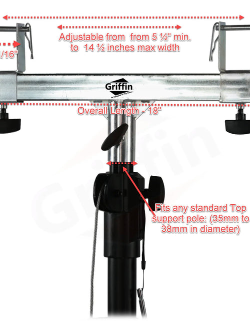 Load image into Gallery viewer, Light Trussing Stands by GRIFFIN - T Adapter DJ Booth Kit &amp; Truss System for Lighting Cans &amp; Speakers - Pro-Audio Stage Platform Hardware Mounting Kit by GeekStands.com
