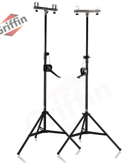 Load image into Gallery viewer, Light Trussing Stands by GRIFFIN - T Adapter DJ Booth Kit &amp; Truss System for Lighting Cans &amp; Speakers - Pro-Audio Stage Platform Hardware Mounting Kit by GeekStands.com

