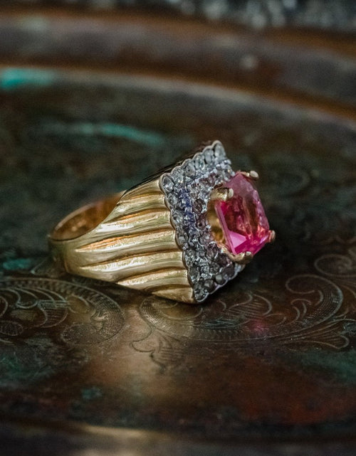 Load image into Gallery viewer, Vintage Austrian Crystal Cocktail Ring 18k Yellow or White Gold Electroplated Women's Birthstne RingMade in USA by PVD Vintage Jewelry
