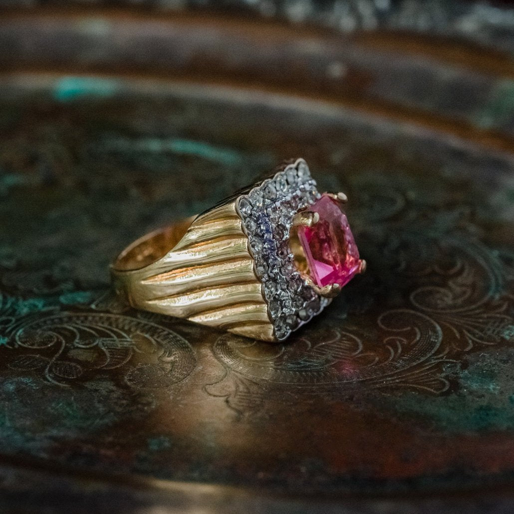 Vintage Austrian Crystal Cocktail Ring 18k Yellow or White Gold Electroplated Women's Birthstne RingMade in USA by PVD Vintage Jewelry