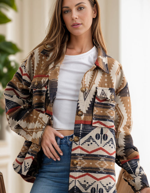 Load image into Gallery viewer, Geometric Button Up Long Sleeve Jacket
