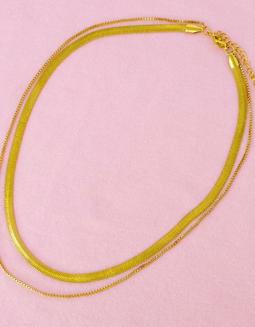 Load image into Gallery viewer, Layered Herringbone Chain Necklace by Ellisonyoung.com
