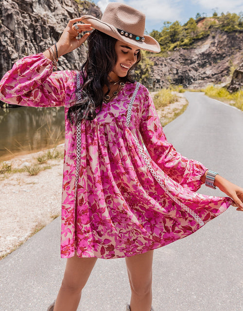 Load image into Gallery viewer, Long Sleeve V-Neck Mini Dress
