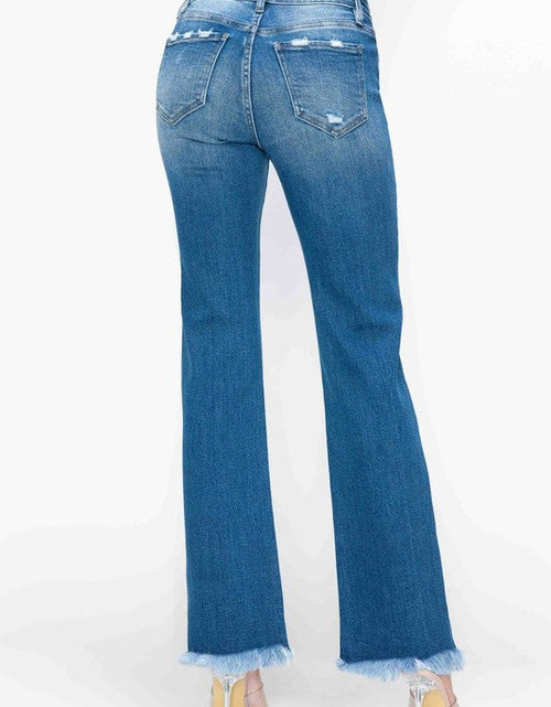 Load image into Gallery viewer, bytos Full Size Raw Hem Distressed Mid Rise Straight Jeans
