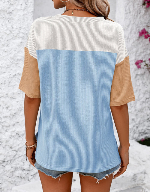 Load image into Gallery viewer, Mandy Color Block Round Neck Half Sleeve T-Shirt
