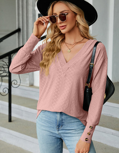 Load image into Gallery viewer, V-Neck Lantern Sleeve T-Shirt
