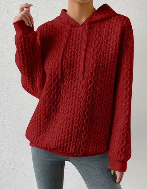 Load image into Gallery viewer, Drawstring Drop Shoulder Long Sleeve Hoodie
