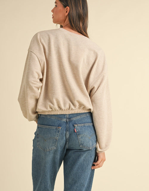 Load image into Gallery viewer, Mable Round Neck Letter Embroidery Crop Sweatshirt
