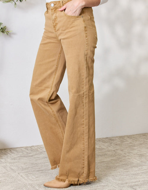 Load image into Gallery viewer, RISEN Full Size Fringe Hem Wide Leg Jeans
