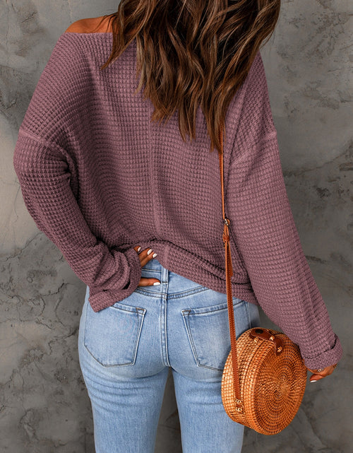 Load image into Gallery viewer, Notched Neck Drop Shoulder Blouse
