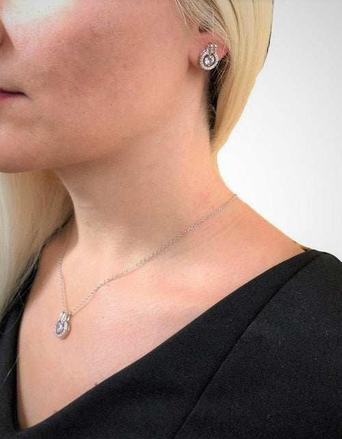 Load image into Gallery viewer, Silver Cubic Zirconia Necklace and Earring Set for Women by Hollywood Sensation®
