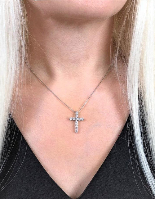 Load image into Gallery viewer, White Gold Cubic Zirconia Cross Necklaces for Women by Hollywood Sensation®
