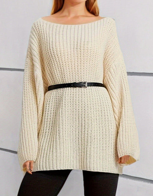 Load image into Gallery viewer, Boat Neck Dropped Shoulder Mini Sweater Dress
