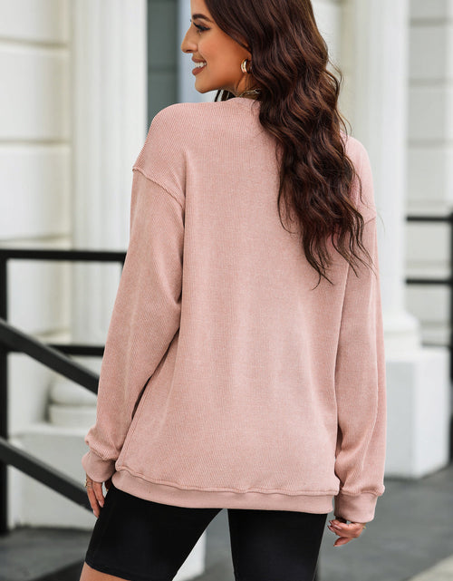Load image into Gallery viewer, Valentine’s Day Bow Drop Shoulder Long Sleeve Sweatshirt
