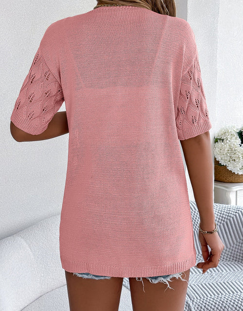 Load image into Gallery viewer, Openwork Open Front Short Sleeve Cardigan
