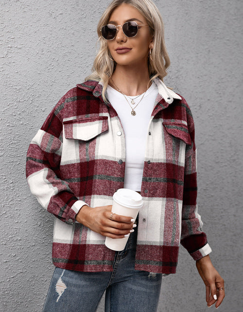 Load image into Gallery viewer, Ivy Lane Plaid Long Sleeve Shirt Jacket
