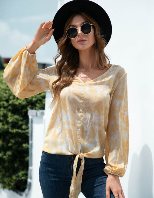 Load image into Gallery viewer, Tie-Dye Tied Balloon Sleeve Blouse
