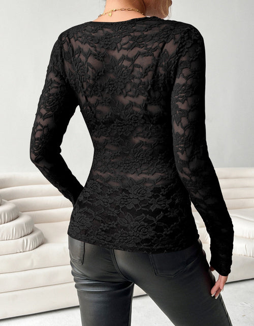 Load image into Gallery viewer, V-Neck Long Sleeve Lace Top

