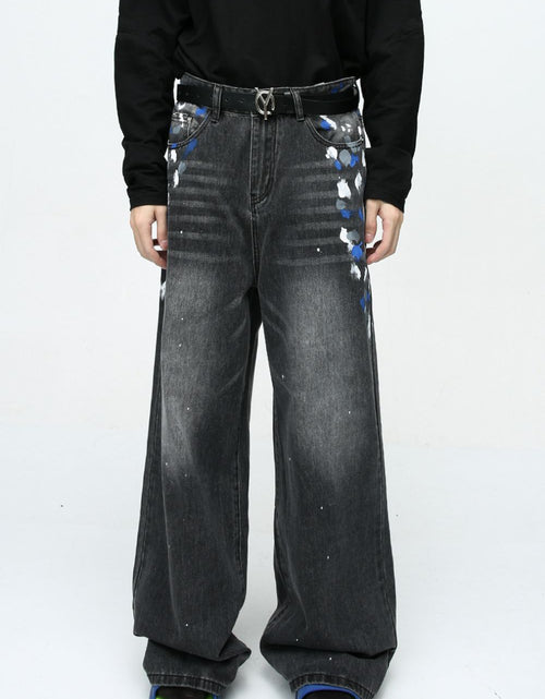 Load image into Gallery viewer, Watercolor Wide Leg Jeans with Pockets
