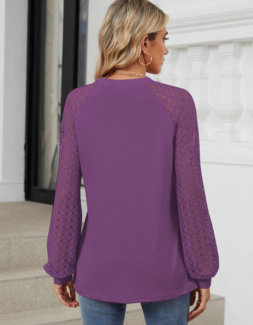 Load image into Gallery viewer, Round Neck Lace Long Sleeve Top
