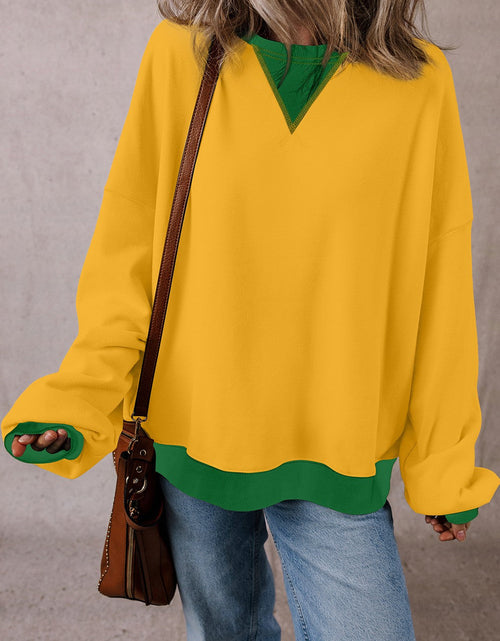 Load image into Gallery viewer, Contrast Round Neck Long Sleeve Sweatshirt
