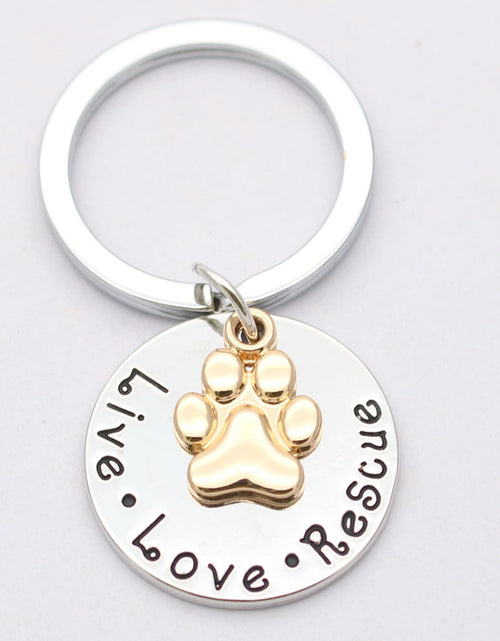 Load image into Gallery viewer, Pet Lover Dog Paw Necklace or Keychain "Live · Love · Rescue" by Furr Baby Gifts
