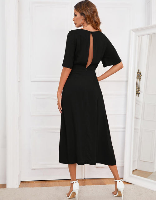 Load image into Gallery viewer, Round Neck Cutout Half Sleeve Dress
