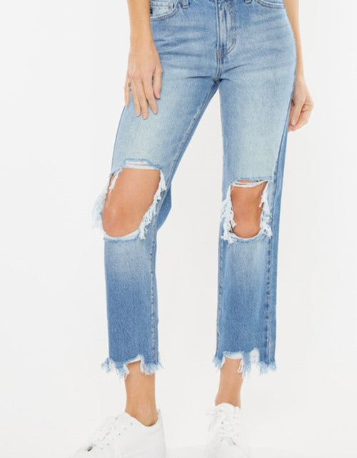 Load image into Gallery viewer, Kancan High Waist Chewed Up Straight Mom Jeans
