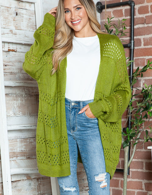 Load image into Gallery viewer, Openwork Open Front Long Sleeve Cardigan

