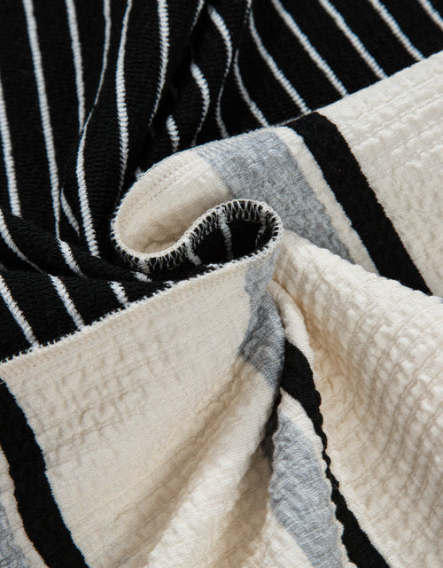Load image into Gallery viewer, Striped Patchwork Long Sleeve Mini Dress
