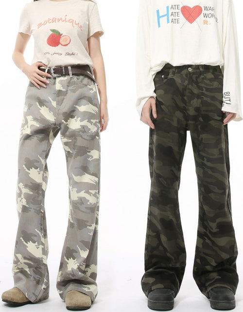 Load image into Gallery viewer, Camouflage Bootcut Jeans with Pockets
