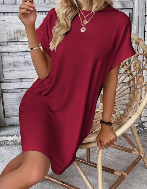 Load image into Gallery viewer, Round Neck Short Sleeve Mini Dress
