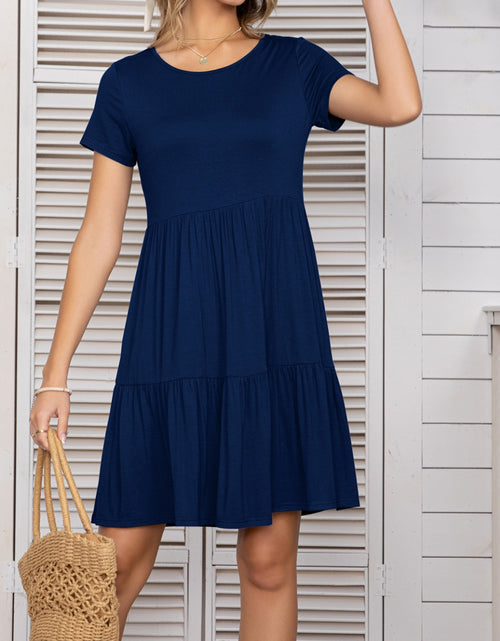 Load image into Gallery viewer, Round Neck Short Sleeve Mini Tee Dress
