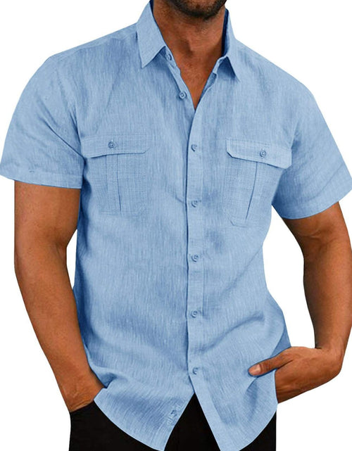 Load image into Gallery viewer, Men's Plus Size Collared Neck Short Sleeve Shirt
