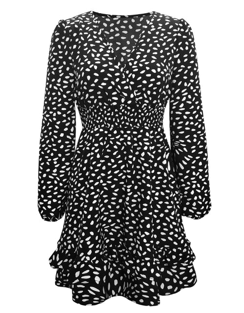 Load image into Gallery viewer, Printed Ruffle Trim Smocked Mini Dress
