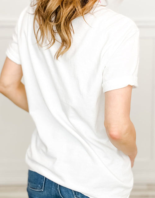 Load image into Gallery viewer, Bow Graphic Round Neck Short Sleeve T-Shirt
