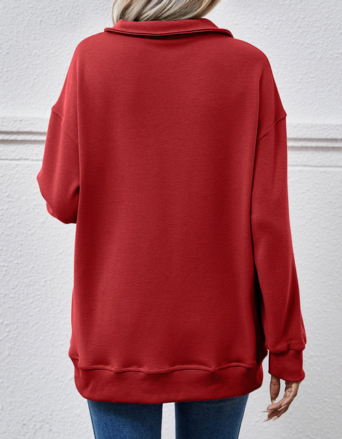 Load image into Gallery viewer, Collared Neck Dropped Shoulder Sweatshirt
