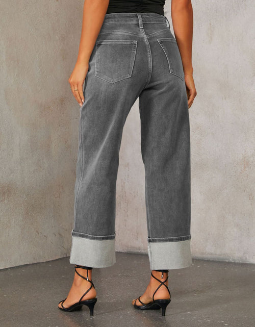 Load image into Gallery viewer, High Waisted Straight Leg Rolled Jeans

