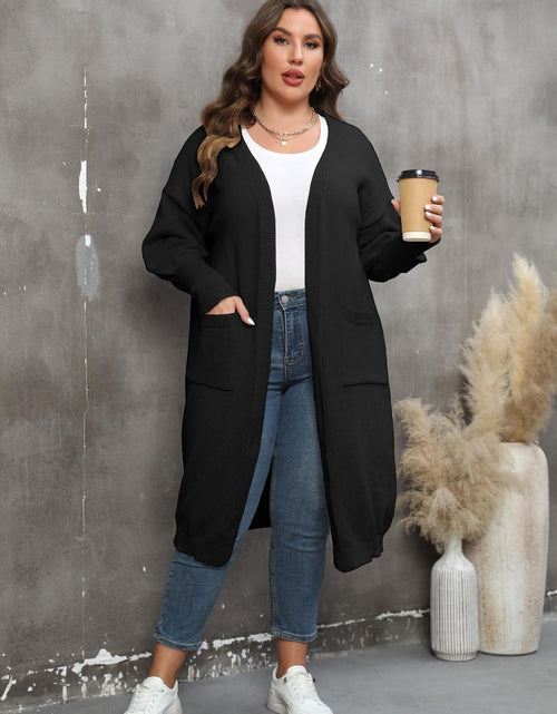 Load image into Gallery viewer, Plus Size Long Sleeve Pocketed Cardigan
