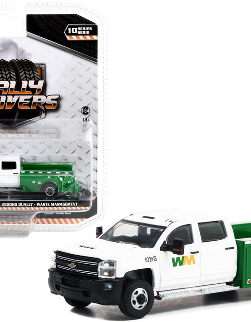 Load image into Gallery viewer, 2018 Chevrolet Silverado 3500HD Dually Service Truck White and Green "Waste Management" "Dually Drivers" Series 10 1/64 Diecast Model Car by Greenlight
