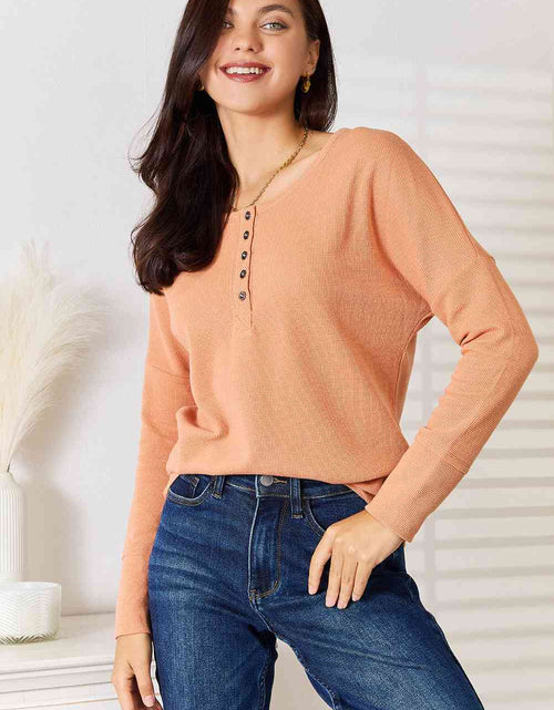 Load image into Gallery viewer, Basic Bae Half Button Long Sleeve Top
