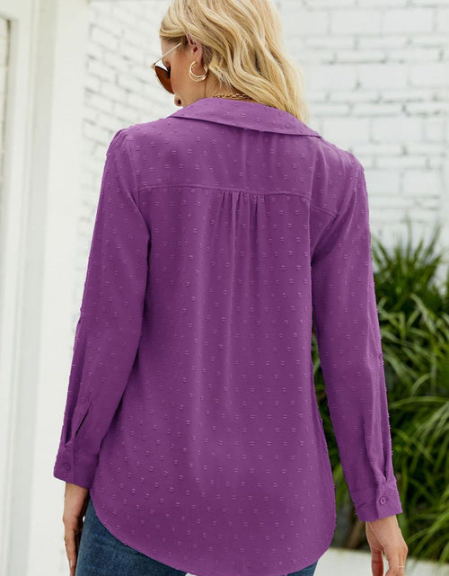 Load image into Gallery viewer, Swiss Dot Johnny Collar Blouse
