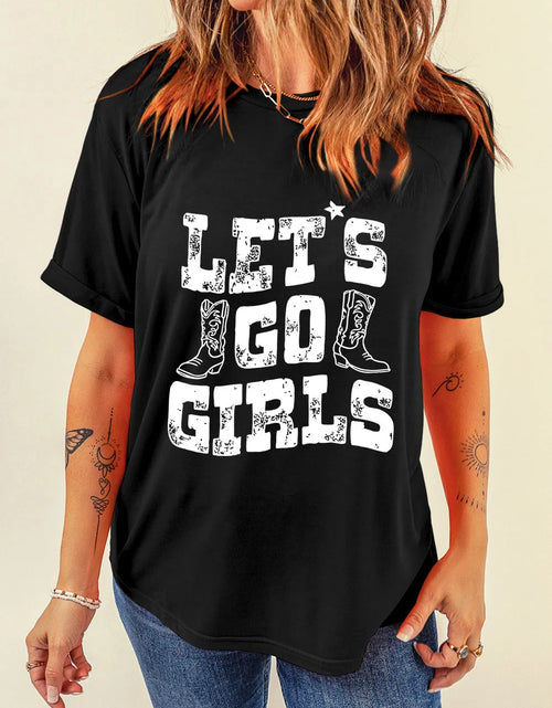 Load image into Gallery viewer, Letter Graphic Round Neck Short Sleeve T-Shirt
