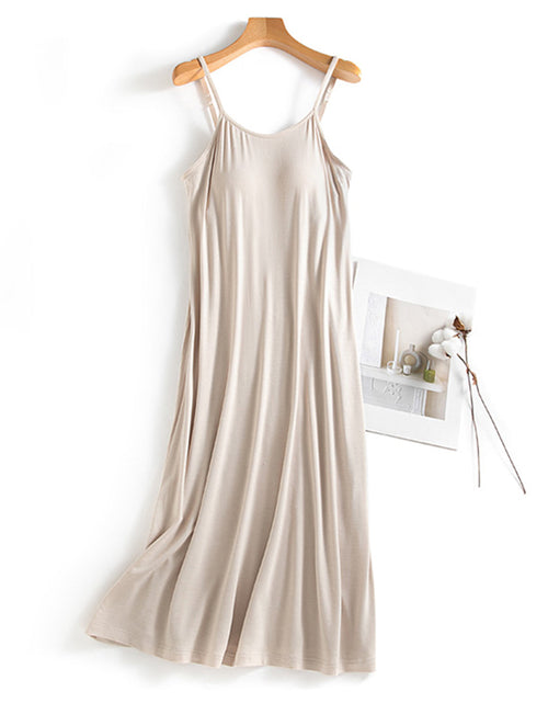 Load image into Gallery viewer, Scoop Neck Midi Cami Dress with Bra

